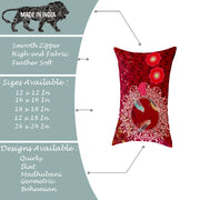 Pink Floral Bird Printed Canvas Cotton Rectangular Cushion Covers, Set of 2